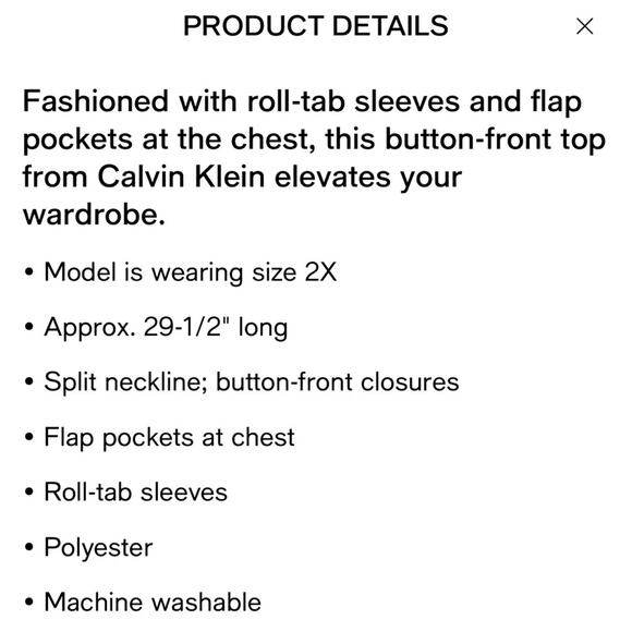 NEW Calvin Klein Plus Size Textured Roll Tab Button Down Shirt Pink Womens 2X - Picture 2 of 2